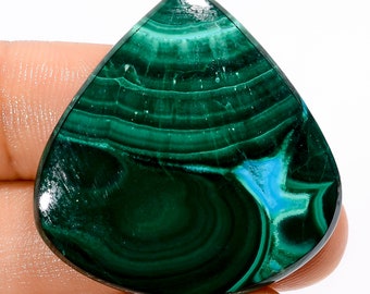 Piedra preciosa de malaquita crisocola natural en forma de gota, malaquita verde cielo, crisocola, 33 x 32 x 5 mm, tamaño 70 quilates (piedra como en la imagen)