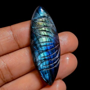 Piedra preciosa suelta tallada en forma de marquesa de labradorita natural para hacer joyas, 41 ct., 46 x 16 x 5 mm (piedra como se ve en la imagen)