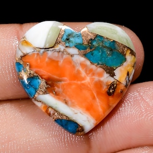 Cabochon naturale a forma di cuore di turchese ostrica, pietra preziosa sciolta per la creazione di gioielli, 21 carati, 23 x 24 x 4 mm (pietra come da foto)