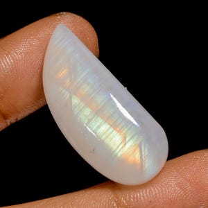 Cabochão de pedra da lua natural em formato de arco-íris, pedra preciosa solta para fazer joias, 31 ct. 33 x 14 x 8 mm (pedra como na imagem)