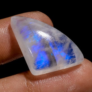Pietra di luna arcobaleno naturale di fuoco, pietra di luna blu fuoco, pietra di luna di forma irregolare, cristallo 27 x 16 x 8 mm, 30 carati