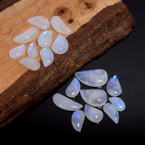 20 peças de cabochão de pedra da lua natural arco-íris em formato extravagante, pedra preciosa de 17 a 36 mm, lote de cristal de pedra da lua para fazer joias (pedra como na imagem)