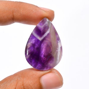 Ametista Chevron naturale, cristallo di ametista liscio lucido, pietra viola a goccia, 31 x 22 x 6 mm, pietra da 30 carati (pietra come immagine