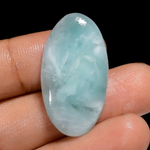 Hemimorphit Edelstein Hemimorphit Kristall Oval Form Cabochon Himmel Blau Hemimorphit 31X17X4 mm 20 Karat Himmelblau Stein (Kristall als Bild