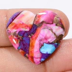 Cabochon naturale a forma di cuore di turchese ostrica, pietra preziosa sciolta per la creazione di gioielli, 19 carati, 21 x 23 x 5 mm (pietra come da foto)