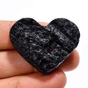 Turmalina negra Druzy Forma de corazón Rebanada única y hermosa piedra preciosa suelta para hacer joyas 29X35X10mm 91 Ct