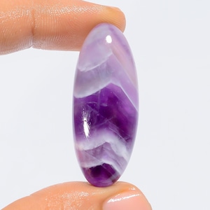 Natuurlijke chevron amethist ovale cabochon losse edelsteen voor het maken van sieraden 49 kt. 39 x 15 x 7 mm (als afbeelding)
