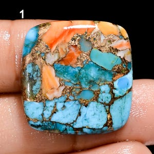 Cabochon di turchese ostrica naturale, pietra preziosa di turchese ostrica rame spinoso, cristallo di turchese ostrica multicolore, pietra per la creazione di gioielli