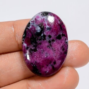 Cabochon de rubis naturel, cristal de rubis rose, pierre précieuse de rubis en vrac, pierre de rubis polie des deux côtés, forme ovale 30 x 20 x 5 mm (comme sur la photo)