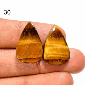 Par de pedras preciosas soltas cabochão de olho de tigre natural, par de cristais de olho de tigre dourado para fazer brincos
