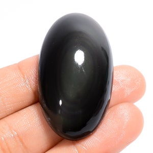 Obsidienne naturelle arc-en-ciel, 42 x 24 x 12 mm, 86 carats, jeu de feu, obsidienne arc-en-ciel, forme ovale, pierre d'obsidienne arc-en-ciel