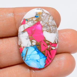 Cotton Candy Türkis Oval Form Kupfer Türkis Cabochon Lose Edelstein für die Herstellung von Schmuck 22 Ct 31X21X4 mm (Stein wie Abbildung)