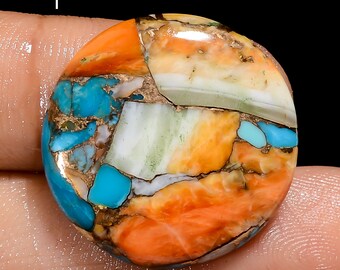 Natural Oyster Turquoise Cabochon, Round Shape Spiny Copper Turquoise Gemstone, Multi Color Oyster Turquoise Crystal, Jewelry Making Stone
