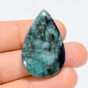 Smeraldo verde naturale a forma di pera, pietra preziosa sfusa, cabochon, per la creazione di gioielli, 33 carati, 33 x 21 x 4 mm (pietre come da immagine).
