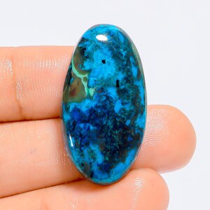 Azzurrite naturale, pietra preziosa, cristallo di azzurrite, forma ovale, cabochon, pietra preziosa sfusa per la creazione di gioielli, 32 carati, 31 x 17 x 6 mm (pietra come da immagine).
