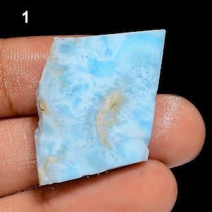 Rebanada de piedra preciosa de larimar natural Rebanada de larimar Rae Pectolita cruda Piedra áspera Larimar cielo Losas crudas Hermosa losa de larimar (Larimar como imagen)