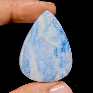 Scheelite blu naturale a forma di pera, pietra preziosa sciolta cabochon per la creazione di gioielli, 41 carati, 36 x 26 x 3 mm (pietra come da foto)