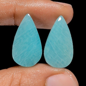 Natürliche Amazonit Paar Cabochon Birne Form Edelstein Paar 18 Ct 20X11X4 mm für die Ohrring machen (Paar wie Abbildung)