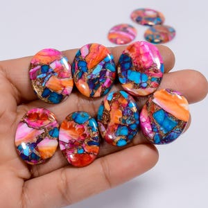 Pietra preziosa cabochon ovale turchese ostrica naturale, lotto da 10 pezzi per realizzare gioielli, 132 carati, 21 x 15, 22 x 17 mm (pietra come da foto)