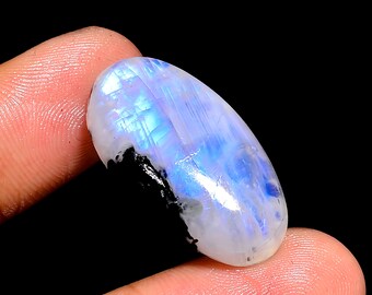 Natural Black Rainbow Moonstone Gemstone Black Tourmaline Moonstone 27X15X7 mm Size 26 Carat Oval Shape Rainbow Moonstone (stone as picture