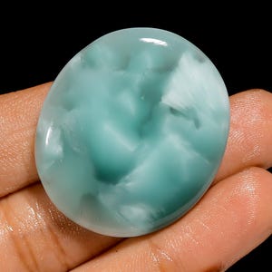 Emimorfite naturale, pietra preziosa sciolta a forma ovale, cabochon, per la creazione di gioielli, 51 carati, 35 x 31 x 6 mm (pietra come da foto).