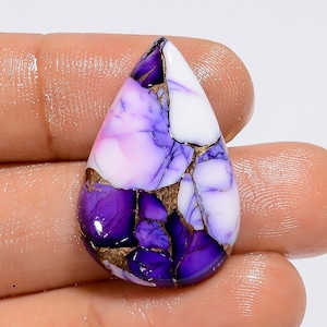 Natürliche Violet Rose Weiß Buffalo Kupfer Türkis Birne Form Cabochon lose Edelstein für die Herstellung von Schmuck 20Ct. 29X19X5mm (Stein wie Abbildung