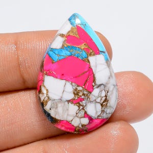 Cabochon di turchese color zucchero filato a forma di goccia, pietra preziosa sfusa in rame turchese per la creazione di gioielli, 28 carati, 31 x 21 x 6 mm (pietra come da immagine).