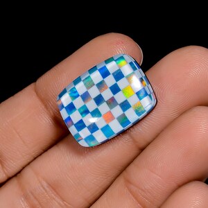 Aurora Opal Checker Cabochon Edelstein Strahlende Form Cabochon Loser Edelstein für die Herstellung von Schmuck 16 Ct. 20X15X5mm (Stein wie Abbildung)