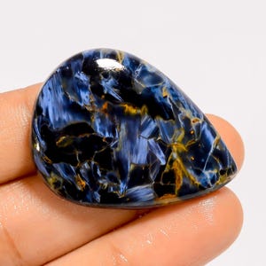 Pietra preziosa sciolta cabochon a forma di pera di pietersite naturale per la creazione di gioielli, 50 carati, 37 x 27 x 6 mm (pietra come da immagine).