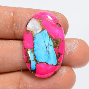 Natürliche Cotton Candy Oval Kupfer Türkis Kissen Form Cabochon Lose Edelstein für die Herstellung von Schmuck 18 Ct 29X18X3 mm (Stein als Abbildung)