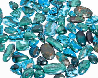 Natural Chrysocolla Malachite Cabochon Lot: Jewelry Making Stones (15-40mm)