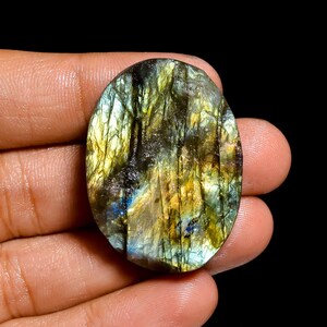 Labradorite naturale drusa, pietra preziosa ovale grezza drusa, cabochon drusa con dorso piatto, 37 x 27 x 8 mm, dimensioni 85 druso, drusa come immagine
