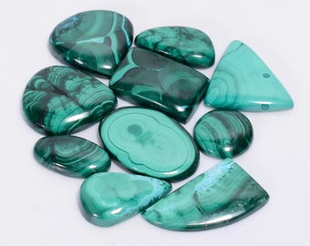 Malachite Cabochons: Mix Shape Loose Gemstones, 192 Carat Lot