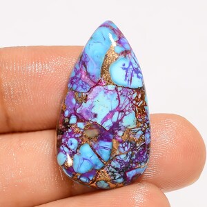 Natürliche Lila Mohave Kupfer Türkis Birne Form Cabochon Lose Edelstein für die Herstellung von Schmuck 20 Ct. 29X16X5 mm (Stein wie Abbildung