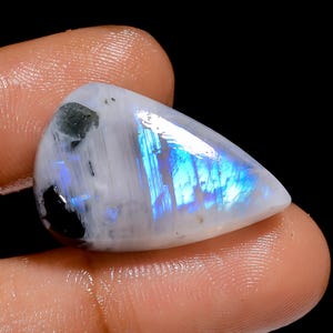 Cabochon naturel en forme de poire avec pierre de lune arc-en-ciel, pierre précieuse en vrac pour la fabrication de bijoux, 25 carats 25 x 16 x 5 mm (pierre comme image)