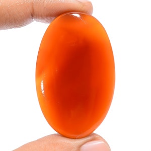Cabochon di corniola Cristallo di corniola sciolto Pietra arancione ovale Parte posteriore piatta Pietra di corniola lucida su entrambi i lati 49X30X6 mm Pietra da 85 carati