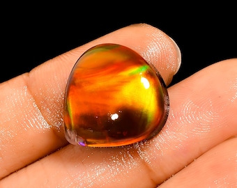 Natural Doublet Aurora Opal Heart Shape Cabochon Loose Gemstone For Making Jewelry 13 Ct. 18X17X6 mm (Stone as picture