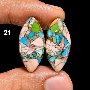 Huître épineuse turquoise cabochon huître naturelle cuivre turquoise pierre précieuse pour la fabrication de boucles d'oreilles
