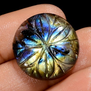 Piedra preciosa suelta tallada en forma redonda de labradorita natural de 20 quilates 20 x 20 x 5 mm para hacer joyas