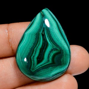 Pietra preziosa sciolta a forma di pera in malachite naturale, per realizzare gioielli, 62 carati, 32 x 24 x 6 mm (malachite come da foto)