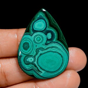 Malachite naturale a forma di pera cabochon di grandi dimensioni pietra preziosa sciolta per la creazione di gioielli 57 carati. 37X27X3 mm (malachite come da foto)