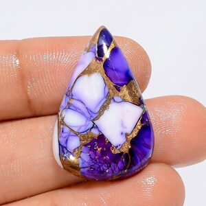 Cabochon di turchese naturale, rosa viola, bianco, rame e bufalo, a forma di pera, per la creazione di gioielli, 22 carati, 29 x 19 x 5 mm (pietra come da immagine)