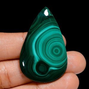 Pietra preziosa sciolta cabochon a forma di pera in malachite naturale per la creazione di gioielli, 69 carati, 42 x 26 x 4 mm (malachite come da foto)