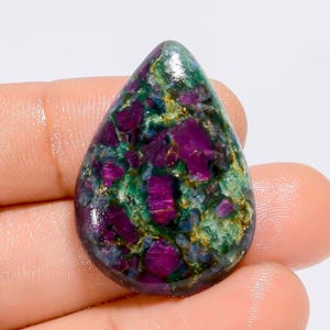 Pietra preziosa naturale sfusa a forma di pera di rubino fucsite, per realizzare gioielli, 38 carati, 30 x 21 x 4 mm (pietra come da foto)