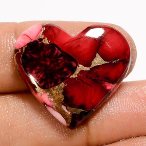 Raro cabochon a forma di cuore di turchese rosso di bufalo, pietra preziosa sfusa per la creazione di gioielli, 20 carati, 21 x 23 x 5 mm (pietra come da immagine)
