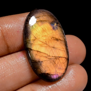 Natürliche Labradorit Oval Form Cabachon Lose Edelstein für die Herstellung von Schmuck 22 Ct. 28X16X4 mm (Stein wie Abbildung)