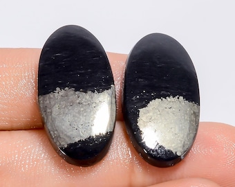 Apache Gold Cabochon Pair: Oval Loose Gemstones, 37 Ct