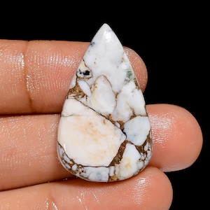 White Buffalo Kupfer Türkis Birne Form Cabochon Edelstein für die Herstellung von Schmuck 21 Ct. 32X18X4 mm (Stein wie Abbildung)