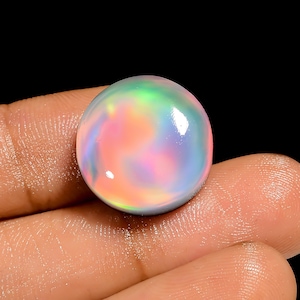 Natural Doublet Aurora Opal Round Shape Cabochon Loose Gemstone For Making Jewelry 14 Ct 17X17X6mm (Stone as picture)