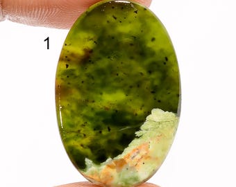 Natural Green Chrome Chalcedony Cabochon: Loose Gemstone for Jewelry